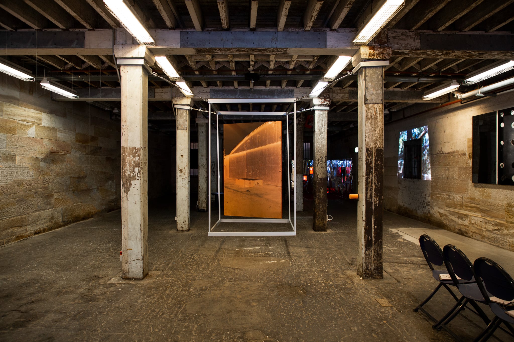 <p><i>Camér</i>, 2018, UV Pigment Prints on Copper Plates, 1800 x 1100mm, installation view, Call It What You Want To, Bay 43 Circular Quay 2019.</p>